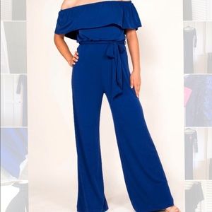 NWT Navy Off The Shoulder Jumpsuit
